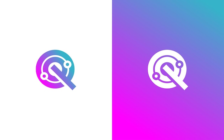 Vector plantilla de logotipo de la letra q tech minimalista
