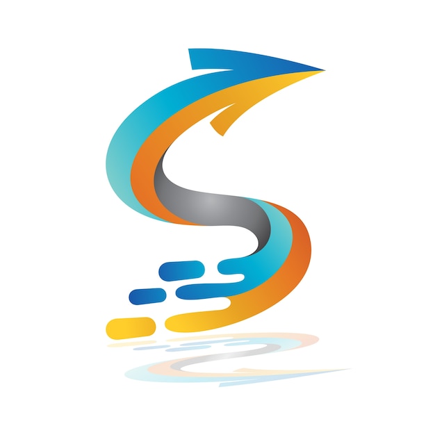 Plantilla de logotipo de letra S flecha Splash