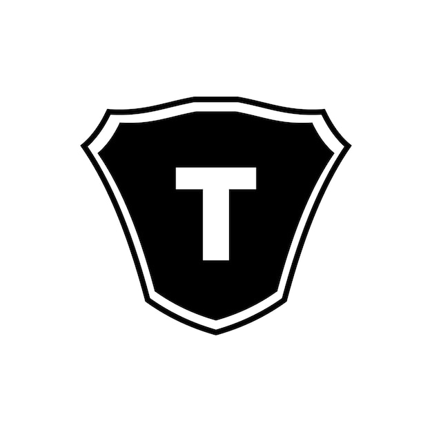 plantilla del logotipo de la letra T del escudo logotipo de la letra T