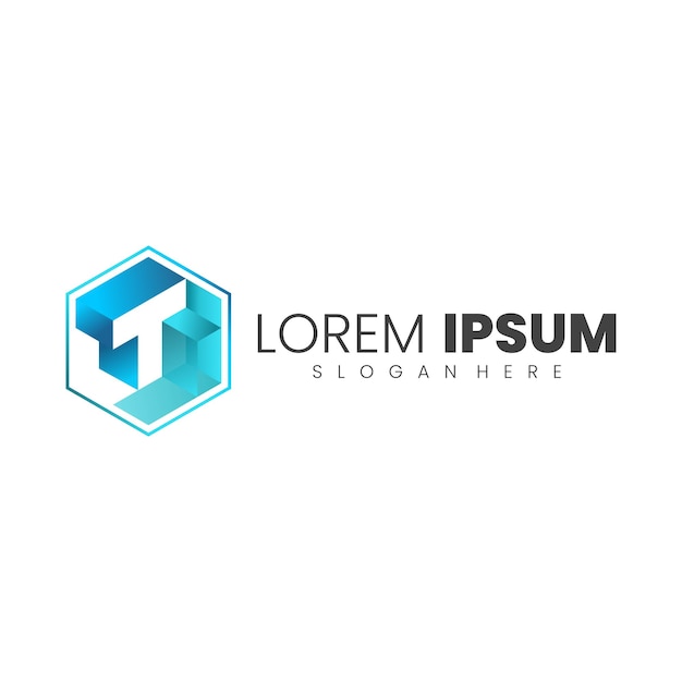 plantilla de logotipo para la letra T en un hexágono con un estilo moderno y minimalista