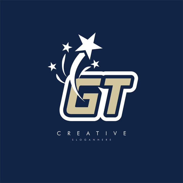 plantilla de logotipo de letra TG GT con elemento de diseño de estrella ilustración vectorial identidad de marca corporativa
