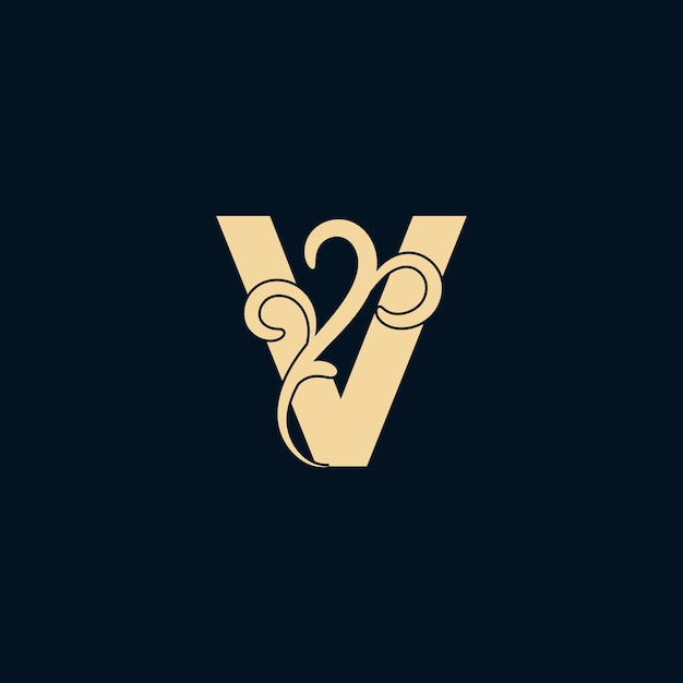 Plantilla de logotipo de letra V floral vintage