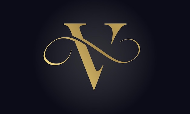Plantilla de logotipo de letra V de lujo en color dorado Diseño de logotipo de letra V de lujo inicial Diseño de logotipo hermoso para marca de empresa de lujo