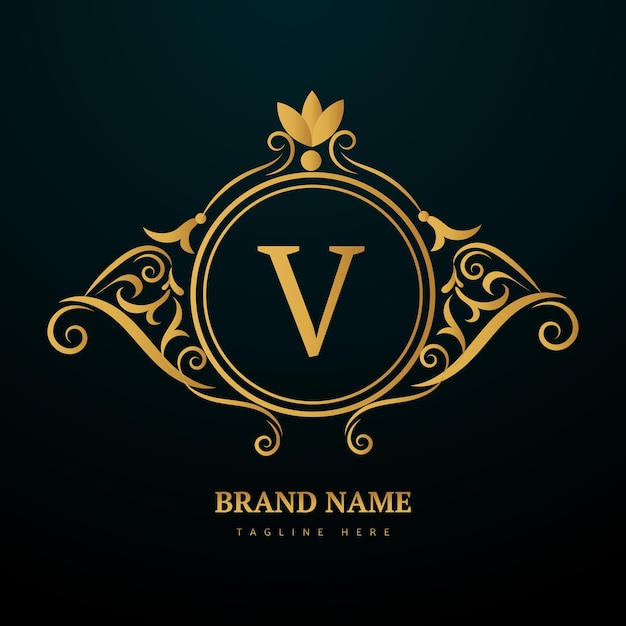 Plantilla de logotipo de letra v de lujo en color dorado moderno y moderno diseño de logotipo de letra v de lujo inicial