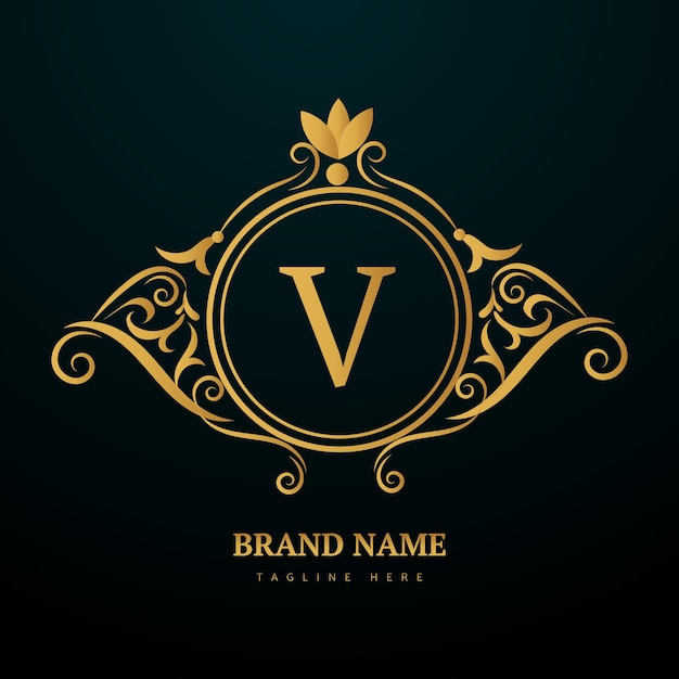 Vector plantilla de logotipo de letra v de lujo en color dorado moderno y moderno diseño de logotipo de letra v de lujo inicial