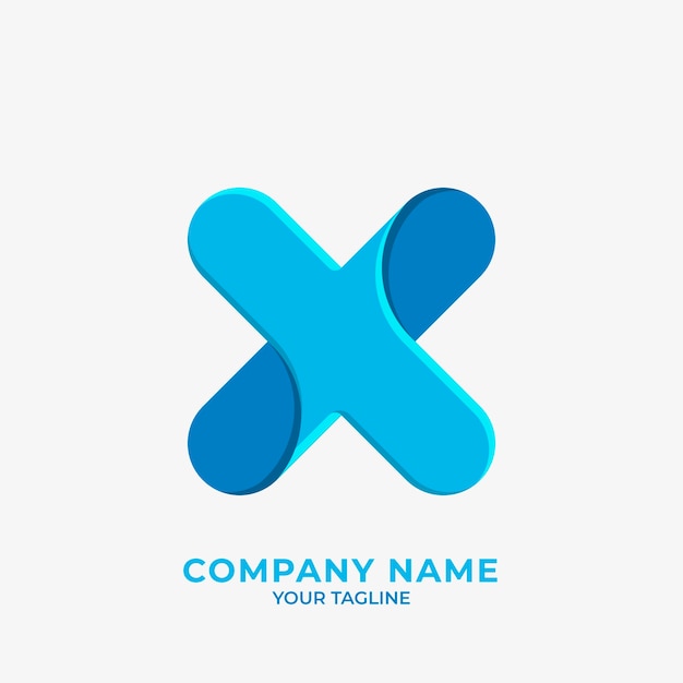 Plantilla de logotipo de letra x de diseño plano