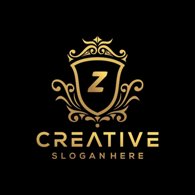 Plantilla de logotipo de letra z de lujo dorado