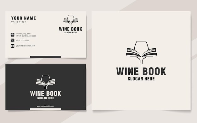 Plantilla de logotipo de libro de vinos en estilo monograma