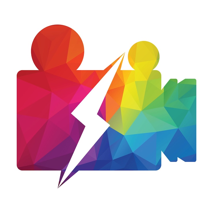 Vector plantilla de logotipo lightning bolt y video media vector de cámara de video símbolo de reproductor