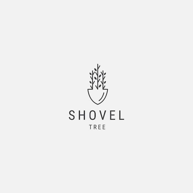 Plantilla de logotipo de línea de árbol de pala con logotipo premium