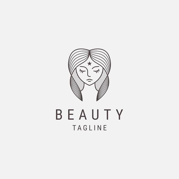 Plantilla de logotipo de línea de mujer abstracta