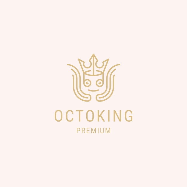 Plantilla de logotipo lineal premium octopus king