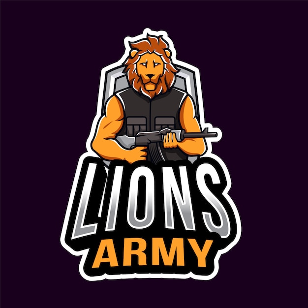 Plantilla de logotipo de lion army esport