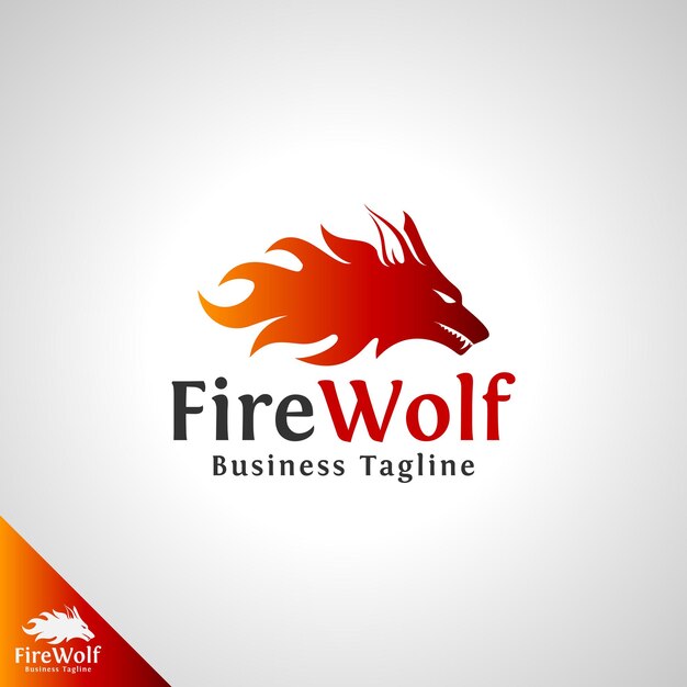 Plantilla de logotipo de lobo de fuego