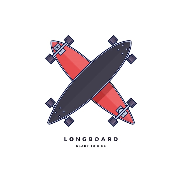 Plantilla de logotipo longboard aislado sobre fondo blanco.