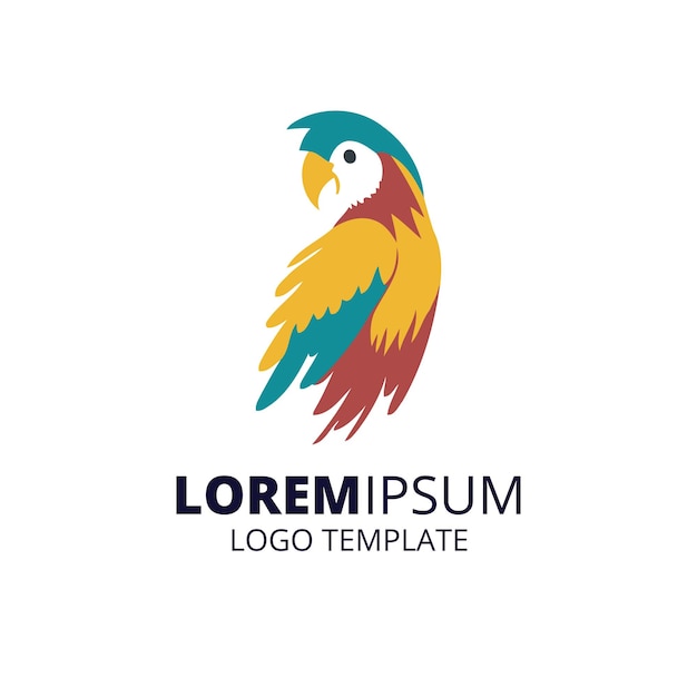 Plantilla de logotipo de loro colorido lindo Logotipo de pájaro moderno Ilustración de guacamayo lindo