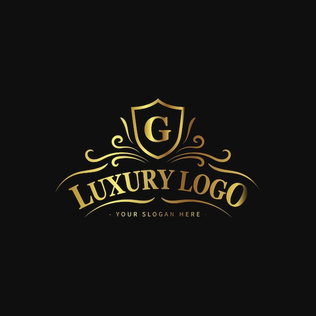 plantilla de logotipo de lujo con estilo de logotipo vintage de color dorado