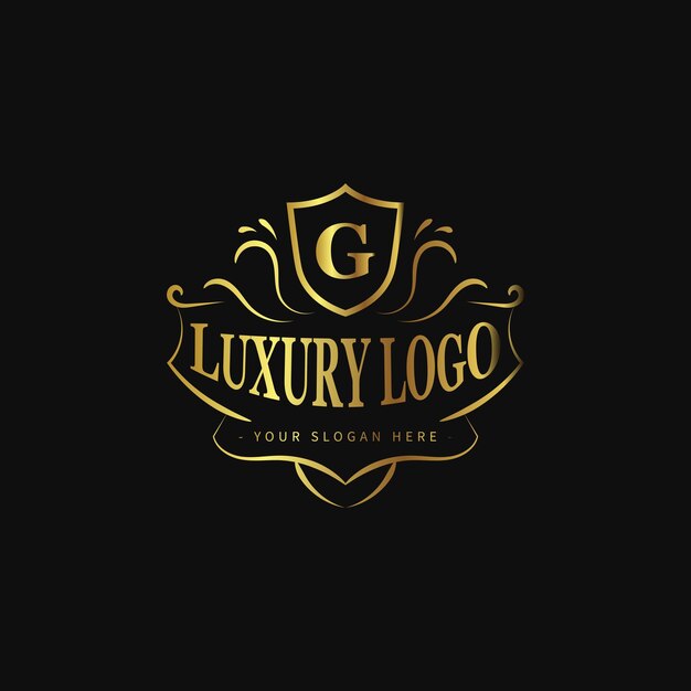 Vector plantilla de logotipo de lujo con estilo de logotipo vintage de color dorado