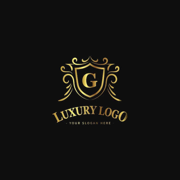 plantilla de logotipo de lujo con estilo de logotipo vintage de color dorado