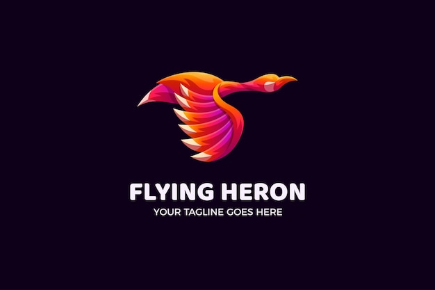 Plantilla de logotipo de lujo Flying Heron