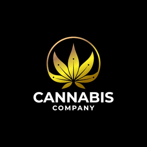 Plantilla de logotipo de lujo gold cannabis