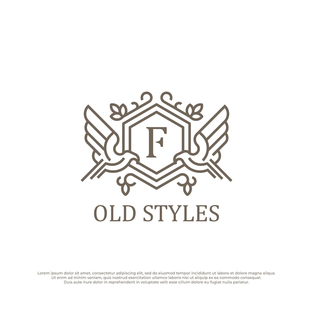 Plantilla de logotipo de lujo con letra inicial f en estilo de logotipo vintage vectorial