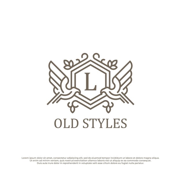 Plantilla de logotipo de lujo con letra inicial L en estilo de logotipo vectorial Vintage