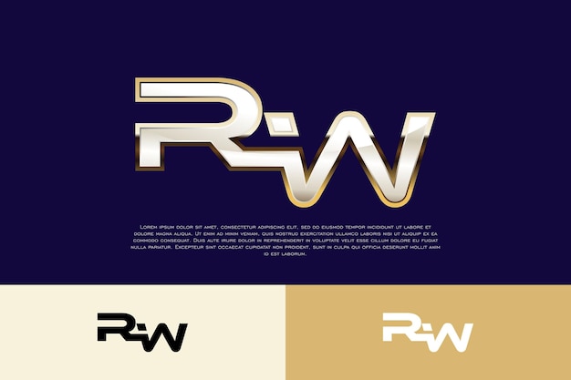 Plantilla de logotipo de lujo moderno inicial RW para empresas