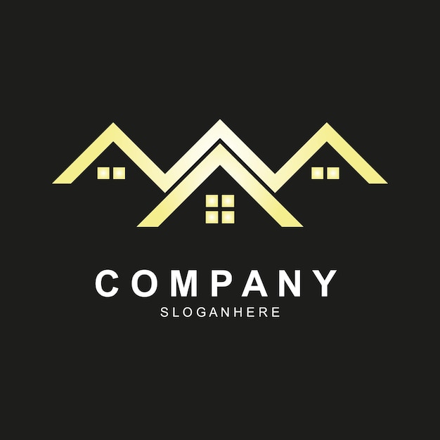 La plantilla del logotipo de lujo Real Estes de color oro