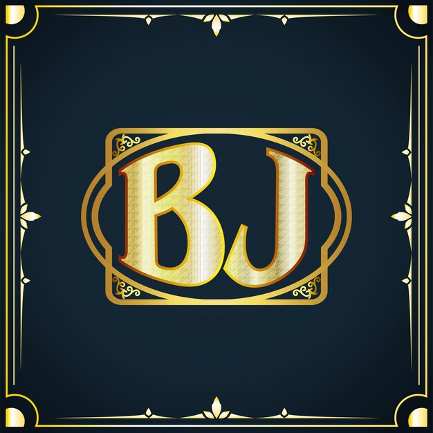 Plantilla de logotipo de lujo real de letra inicial BJ