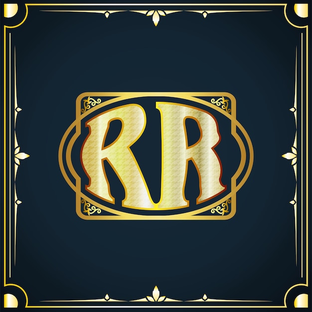 Plantilla de logotipo de lujo real de letra inicial RR