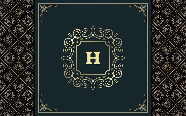 Vector plantilla de logotipo de lujo vintage dorado florece adornos.
