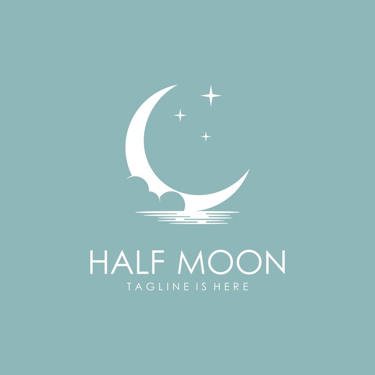 Vector plantilla de logotipo de luna creciente en estilo plano