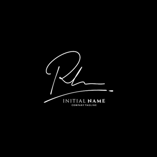 Plantilla de logotipo manuscrito RH Vector de firma inicial