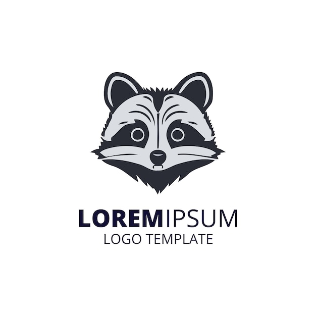 Plantilla de logotipo de mapache Cabeza de logotipo de animal mínimo Ilustración vectorial