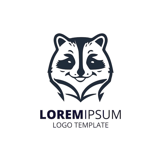 Plantilla de logotipo de mapache Cabeza de logotipo de animal mínimo Ilustración vectorial