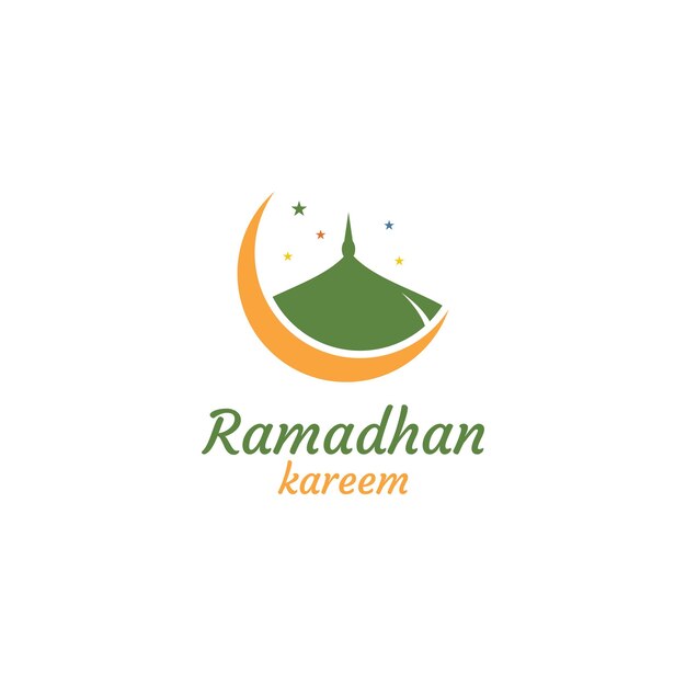 Plantilla de logotipo Marhaban Ya Ramadhan y símbolo islámico