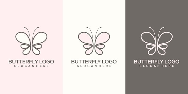 Plantilla de logotipo de mariposa abstracta femenina