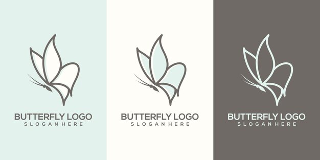 Plantilla de logotipo de mariposa abstracta femenina