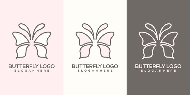 Plantilla de logotipo de mariposa abstracta femenina