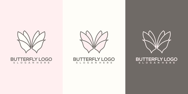 Plantilla de logotipo de mariposa abstracta femenina