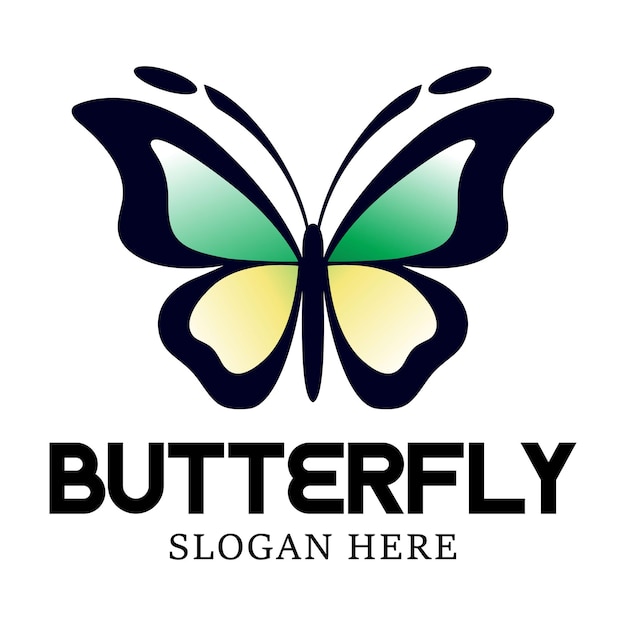 Plantilla de logotipo de mariposa abstracta moderna mínima vectorial aislada