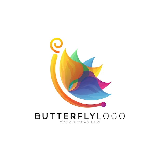 Plantilla de logotipo de mariposa degradado moderno abstracto