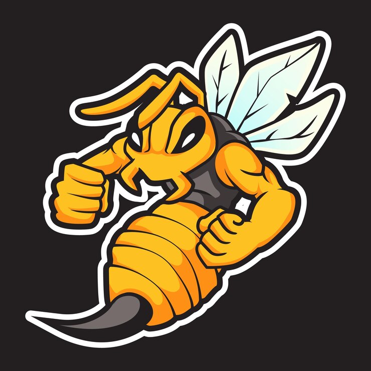 plantilla del logotipo de la mascota de la abeja enojada