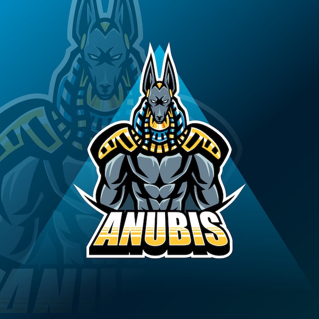 Plantilla de logotipo de mascota anubis esport