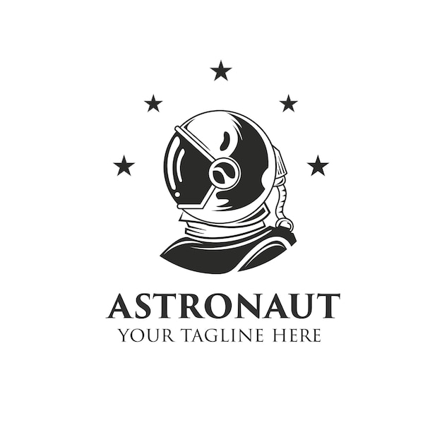 plantilla de logotipo de la mascota astronauta en estilo vintage Ilustración vectorial