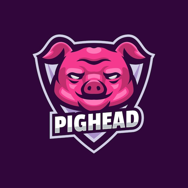 Plantilla de logotipo de mascota de cabeza de cerdo