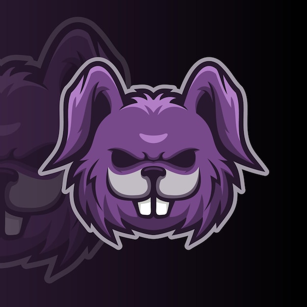 Plantilla de logotipo de mascota de cabeza de conejito