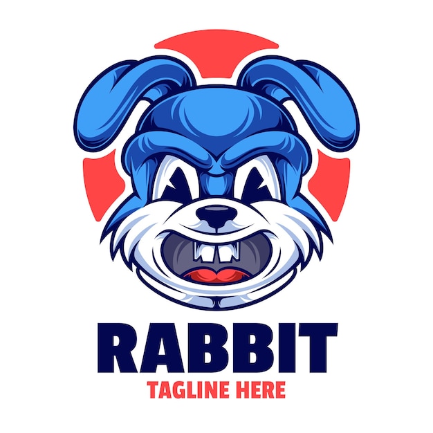 Plantilla de logotipo de mascota de cabeza de conejo