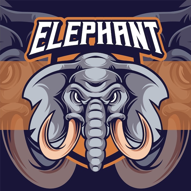 Plantilla de logotipo de mascota de cabeza de elefante